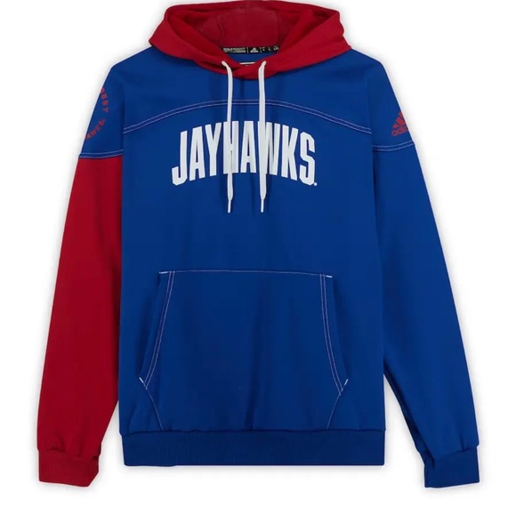 adidas Other - Adidas Kansas Jayhawks Sweater Hoodie Mens 2XL Blue Red Colorblock Pullover